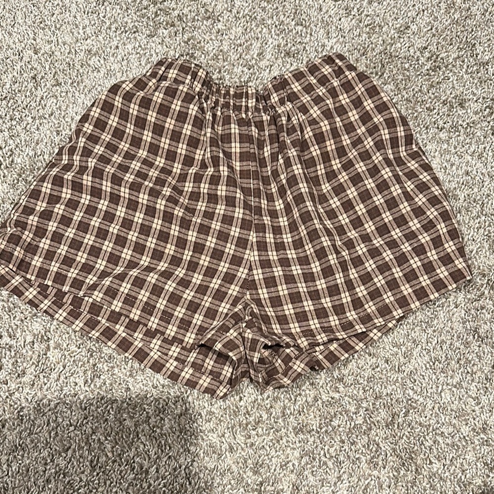 SHEIN Brown Plaid Women's Shorts